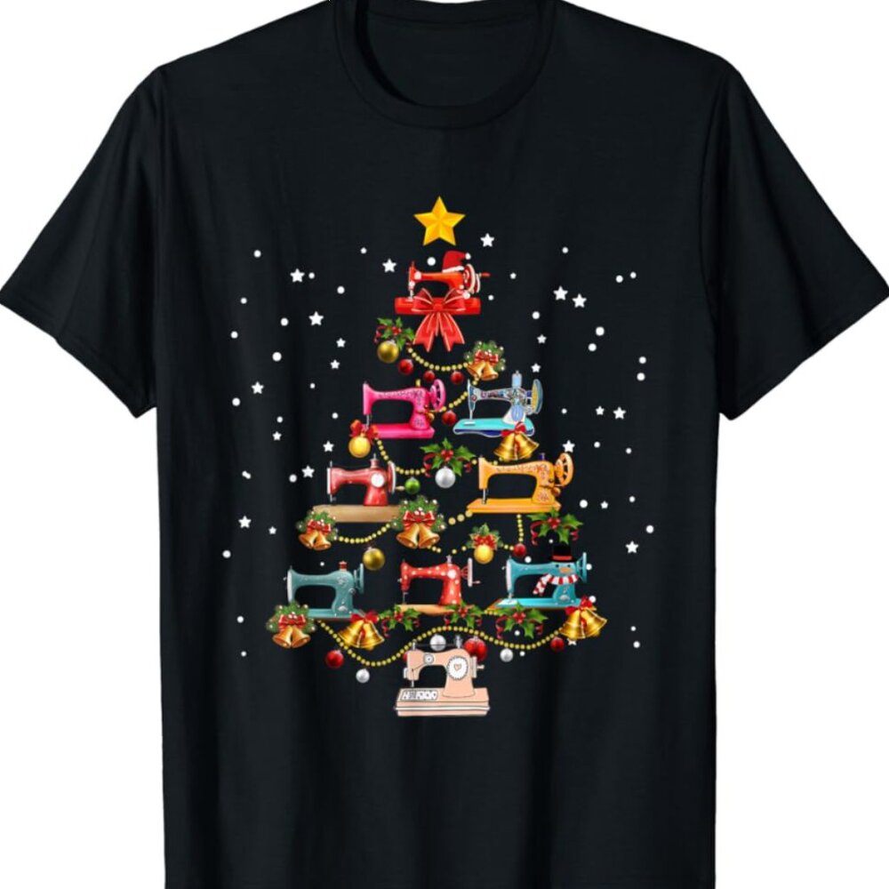 Funny Sewing Machine Christmas Tree Christmas Ornament Women T-Shirt